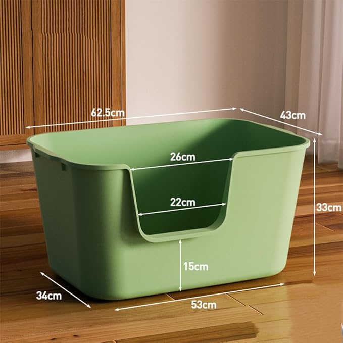 Extra Large Litter Box with High Sides 24.60" Lx16.92 Wx12.99 H,Anti-Splashing Kitty Litter Box,Tool-Free Assembly,Multi cat Litter Box,Jumbo Litter Box (Green)-Mewly Pet