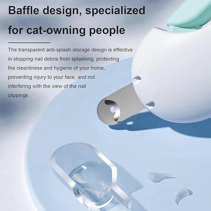 Pett Nail Clipper for Cats - Gentle Round-Hole Trimmer with Dust Storage | Adjustable Size & Hidden Nail File | Pet Grooming Tool for Safe & Loving Care (Blue)-Mewly Pet