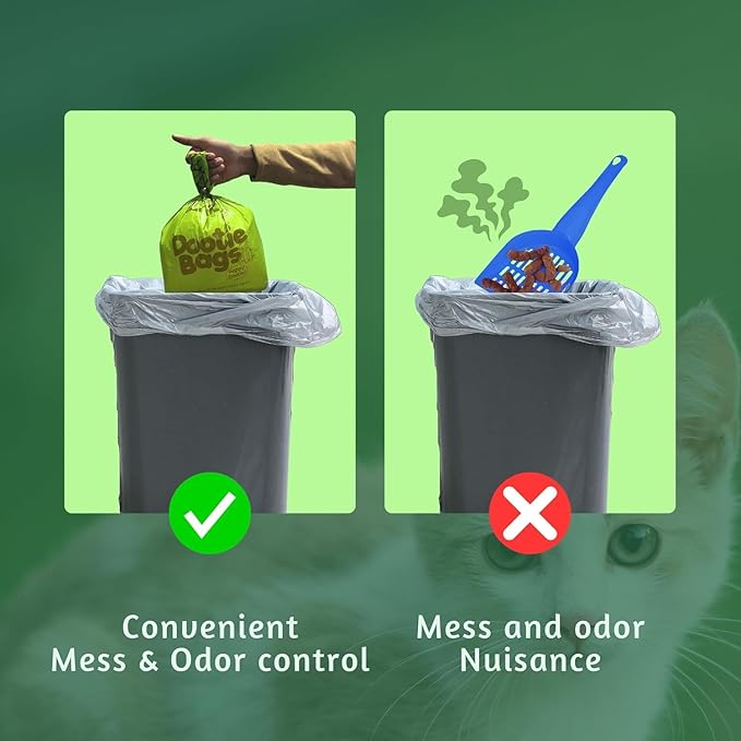 Pooch Approved Large Dootie Bags - Dog Poop Bags - Tie-Handles - 100 Count Dootie Strong and Leakproof - Perfect for Dogs & Cats - Litter - Pet Waste Cleanup - Swivel Bin & GoGo Stik Scoopers-Mewly Pet