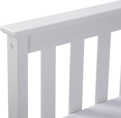 Plank+Beam Solid Wood Queen Bed Frame, Platform Bed with Headboard, White