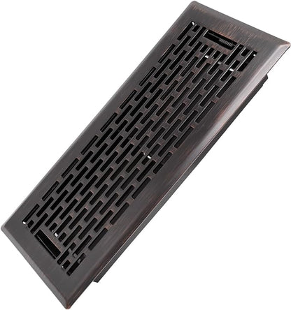 4x10 Inches Heavy Duty Walkable Floor Register - Easy Adjust Air Supply Lever Decorative Floor Vent Covers - Boston Design Vent Covers for Home - Oil Rubbed Bronze