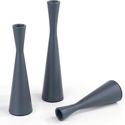 Vixdonos Taper Candle Holders Metal Candlestick Holders Set of 3 Table Mantel Decorative Candle Stand for Dinning,Party，Wedding,Home Decor(Dark Blue)