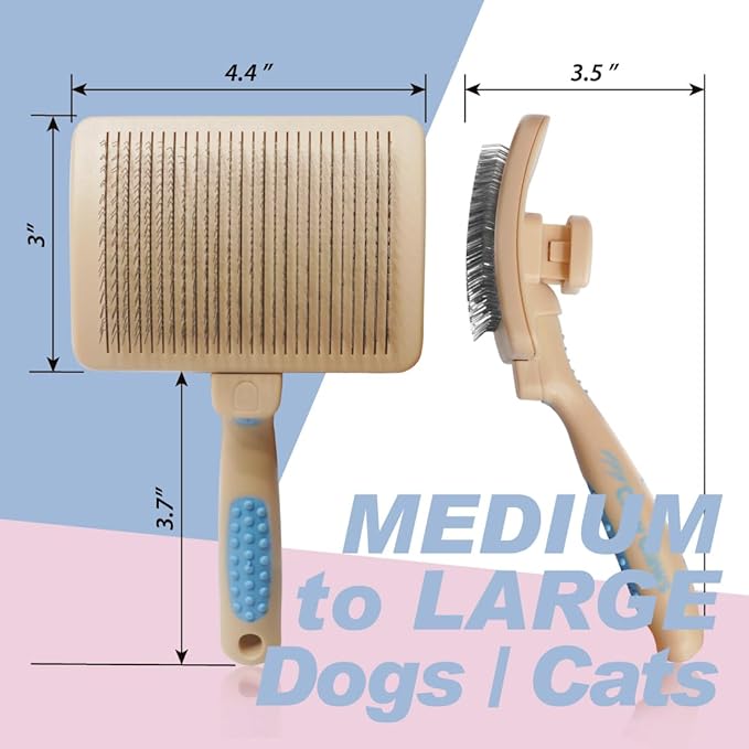 Pet Slicker Brush for Large Dogs, Plastic Handle, Gently Remove Tangled and Mats Hair, Pet Grooming Brush Tool, Sheepskin Wool Carders (5" Pad Quick Cleaning)-Mewly Pet