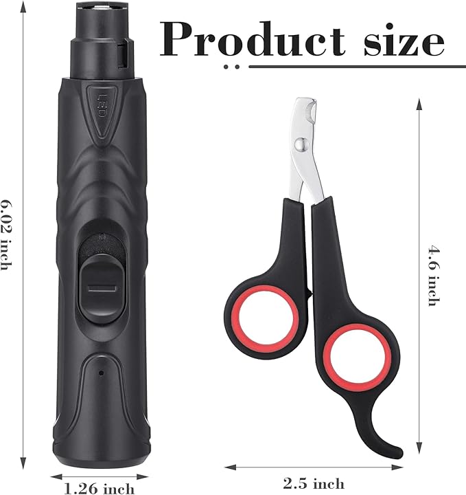 Lasnten 2 Pcs Bird Nail Grinder with Bird Nail Clipper Bird Nail Trimmer Bird Nail File with LED Lamp Grooming Tool for Bird Parrot Budgerigars Parakeets Myna Conure Finches Lovebirds (Black)-Mewly Pet