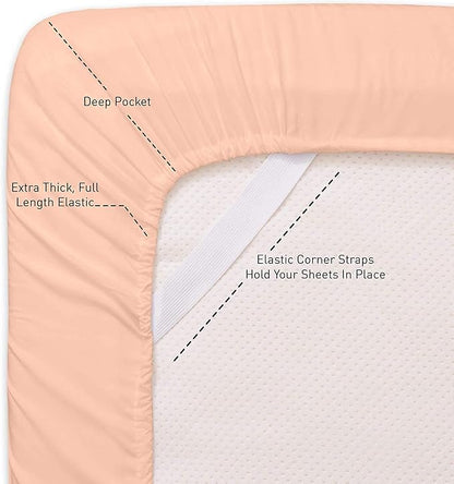 Sweet Home Collection 6 Piece Bed Sheet Set, RV Short Queen, Peach