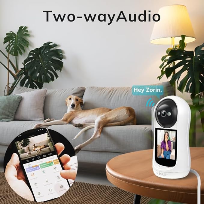 Pet Camera with 2-Way Audio, 5MP Lens, Motion Tracking, 360° Vision, Human Detection-Mewly Pet