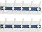 SKOLOO Coastal Wall Mounted Coat Rack - 17" Beach House Entryway Wooden Coat Hook with 5 Hooks for Hanging Coats, Hats or Towels, Oceanfront Cottage Core Collection, White & Blue, Pack of 2