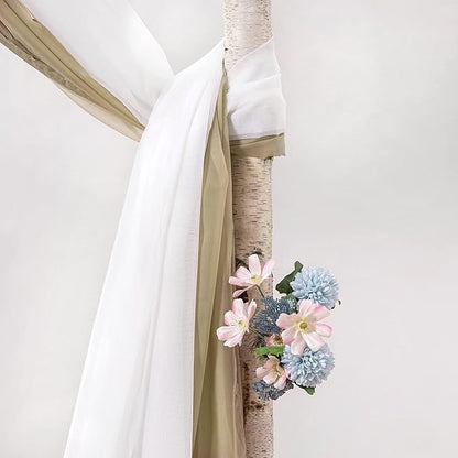 MIULEE Luxury Sheer Voile Elegant Topper Long Valance Solid Treatment Swags Drapes for Window Ceremony Wedding Canopy Bed 54" x 216" Beige