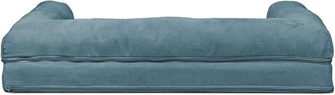 Furhaven Cooling Gel Dog Bed for Large/Medium Dogs w/ Removable Bolsters & Washable Cover, For Dogs Up to 55 lbs - Plush & Suede Sofa - Deep Pool, Large-Mewly Pet
