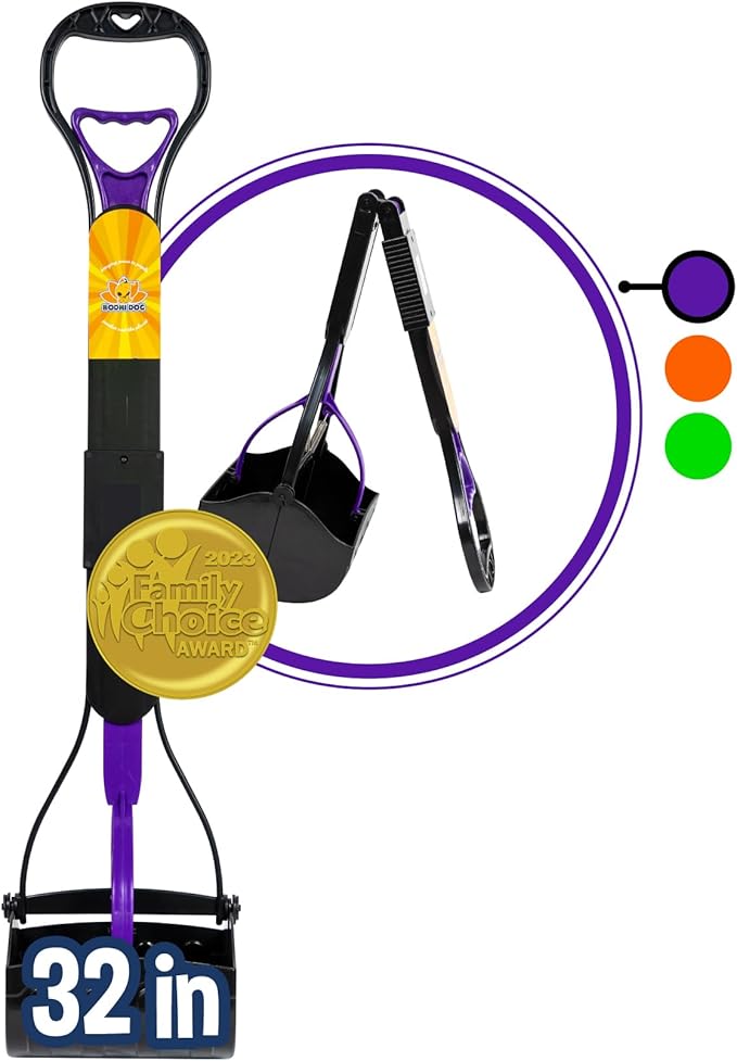 Bodhi Dog Large Foldable Pooper Scooper - 32” Long Handle, Lightweight Portable Pooper Scooper for Small & Large Dogs - Easy to Use - Made with Premium Durable Materials (Purple)-Mewly Pet