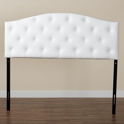 Baxton Studio Myra Modern and Contemporary Full Size White Faux Leather Upholstered Button-Tufted Scalloped Headboard