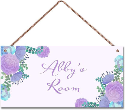 Personalized Sign Flowers Themed Bedroom Decor Lovely Sign Wall Decor for Kids Room Nursery Wall Decorations Stuff For Girls Room Little Man Cave Boys Bedroom