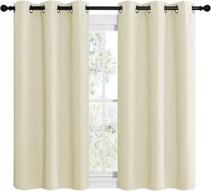 NICETOWN Kitchen Curtains for Decoration, Thermal Insulated Grommet Room Darkening Draperies/Panels for Laundry (Beige, 2 Panels, W42 x L50 inches)