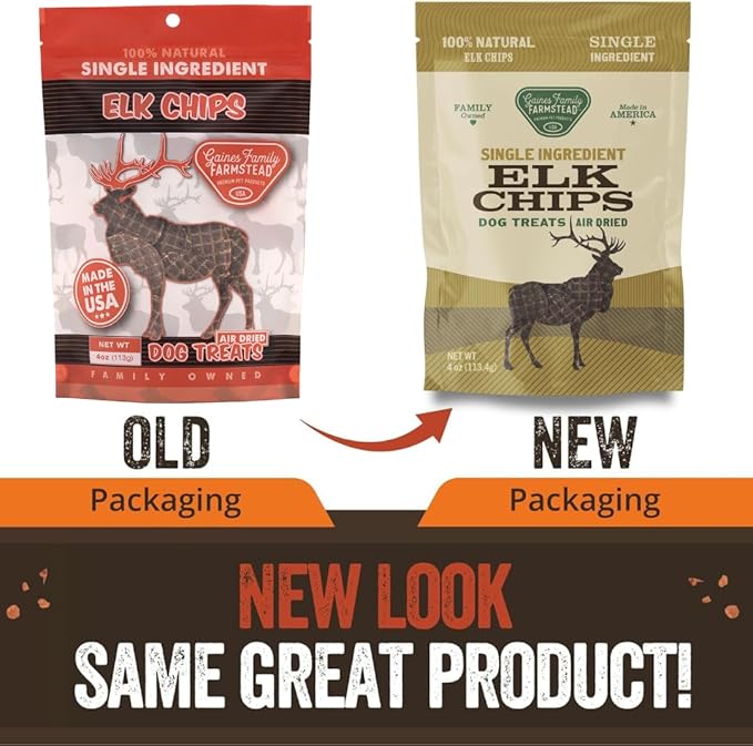 Gaines Family Farmstead Elk Chips for Dogs – 4 oz, Natural Single-Ingredient Dog Treats, High-Protein Rawhide-Free Chews, Healthy Grain-Free Snacks, Made in USA-Mewly Pet