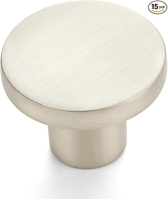 Ravinte 15 Pack Cabinet Knobs Brushed Nickel Kitchen Cabinet Knobs Round Dresser Drawer Pulls Closet Door Pulls 1-1/5 Inch