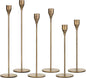 Brass Taper Candle Holders: Set of 6 Tall Candlestick Holder for Table Centerpiece Metal Gold Candles Stick Holders Candle Stand Brushed Wedding Decor
