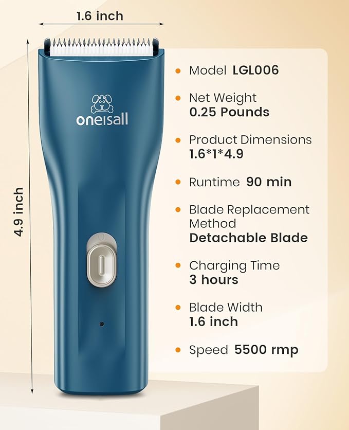 oneisall Pet Clipper for Cat Matted Hair, Pet Shaver for Cats Quiet Pet Clippers Waterproof Cordless Cat Clippers for Matted Hair Long Hair with Storage Bag (Green)-Mewly Pet
