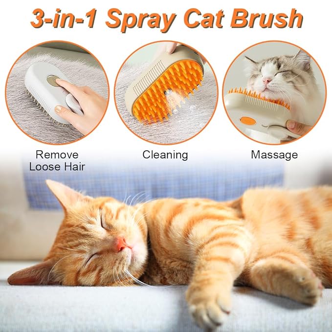Cat Steam Brush for Shedding - 2025 New Cat Grooming Brush With Steam, Rechargeable Steam Pet Brush for Dogs and Cat,Anti-Static Steam Pet Brush,Massage, Cleaning, Shedding & Combing All In One-Mewly Pet