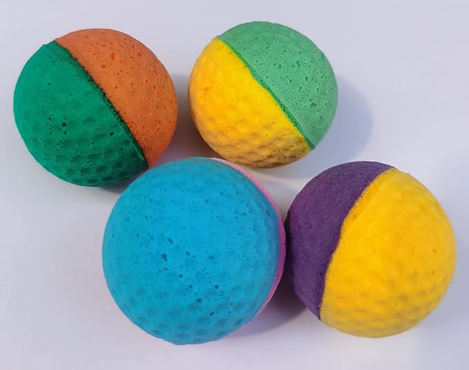 YnFag 24 Pack Foam Soccer Balls Cat Toys for Indoor Cats Cat Balls (24Pcs Two-Color Golf)-Mewly Pet