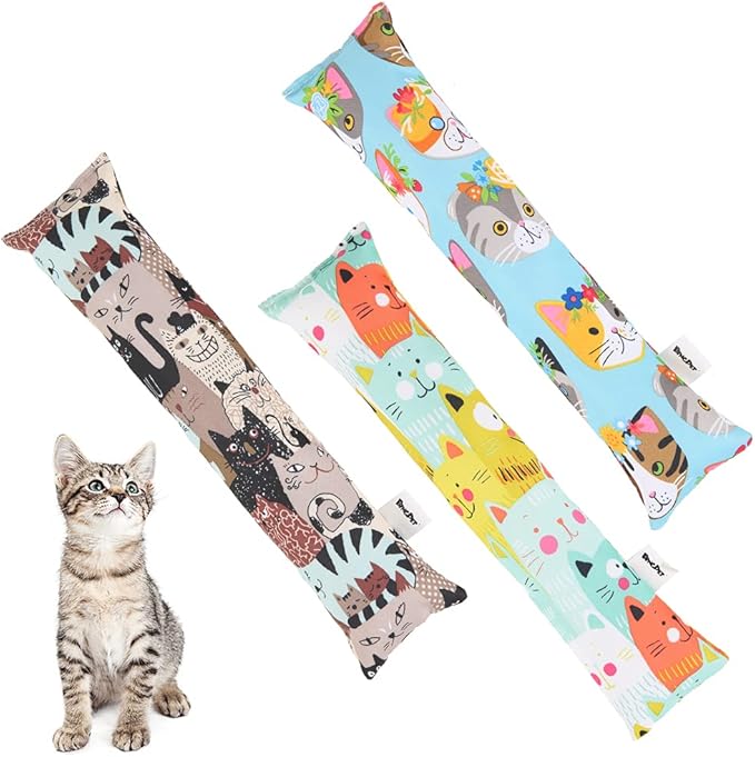 BINGPET 3 Pcs Catnip Toy Cat Kicker Toys, Durable and Bite Resistant Cat Chew Toy, Filled with Natural Catnip, Indoor Kitty Kick Pillow Toy with Cute Printing-Mewly Pet