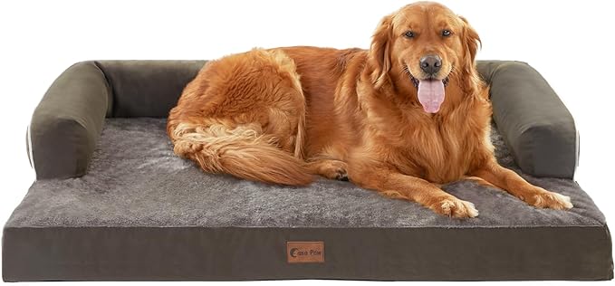 Orthopedic Dog Beds for Extra Large Dogs, Waterproof Dogs Beds XLarge, Memory Foam Dog Couch Beds with Comfy Bolster, Removable Washable Cover and Nonskid Bottom (X-Large, Dark Green)-Mewly Pet