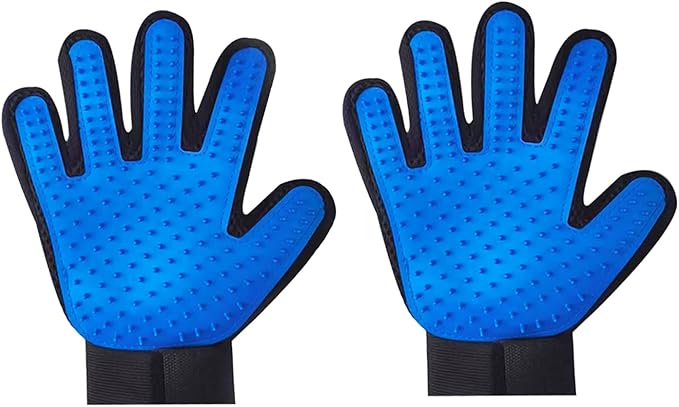 Zoocozy 2 in 1 Pet Hair Removal Glove for Cat Dog, Indoor Cat Grooming Gloves, Pet Washing Brush for Shedding Massage - Double-Sided Available(Dark Blue)-Mewly Pet