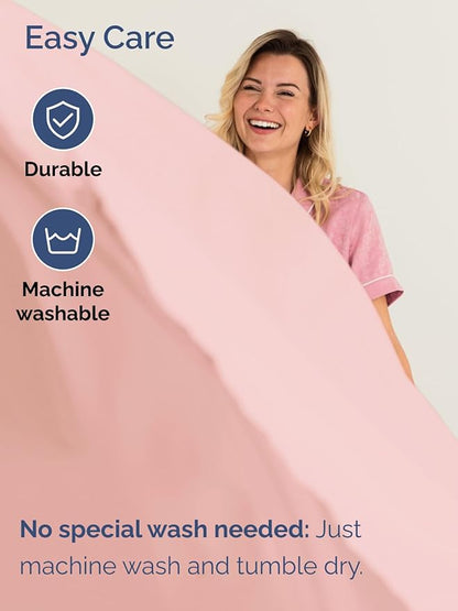 Extra Deep Split King Sheet Set - 7 Piece Breathable and Cooling Sheets - Hotel Luxury Bed Sheets Set - Easy Fit - Soft, Wrinkle Free and Comfy Sheets Set - Baby Pink Sheet Set with Extra Deep Pockets