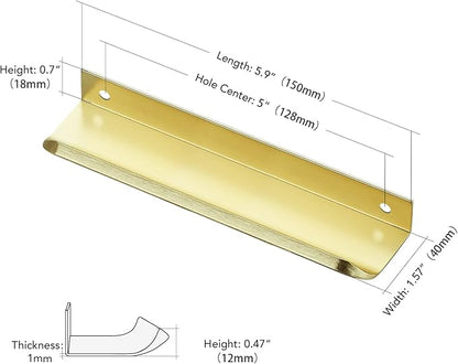 Ravinte Hardware 10 Pack Gold Cabinet Handles, 5.9 Inch (150mm) Finger Edge Pulls, 5 Inch Hole Center, Finger Pulls for Cabinets