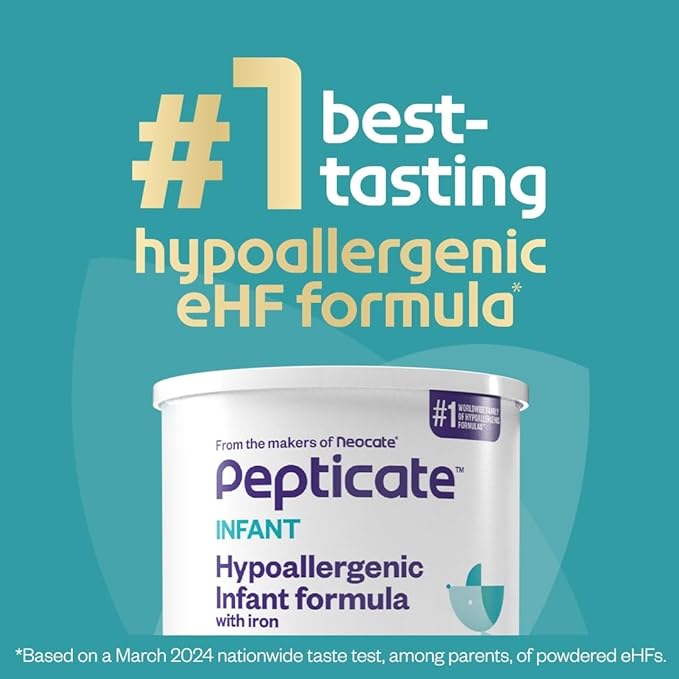 Pepticate Baby Formula, Hypoallergenic Powdered Infant Formula for Cow Milk Allergy, with Omega 3 DHA, ARA, Iron & Prebiotics, 13.2oz-Mewly Pet