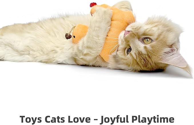 Catnip Toys 3 Pack – Plush Catnip Toy with Gall Fruit & Silvervine Stick with Feathers, Interactive Chew & Kick Toys for Indoor Cats, Relieve Stress & Encourage Exercise-Mewly Pet