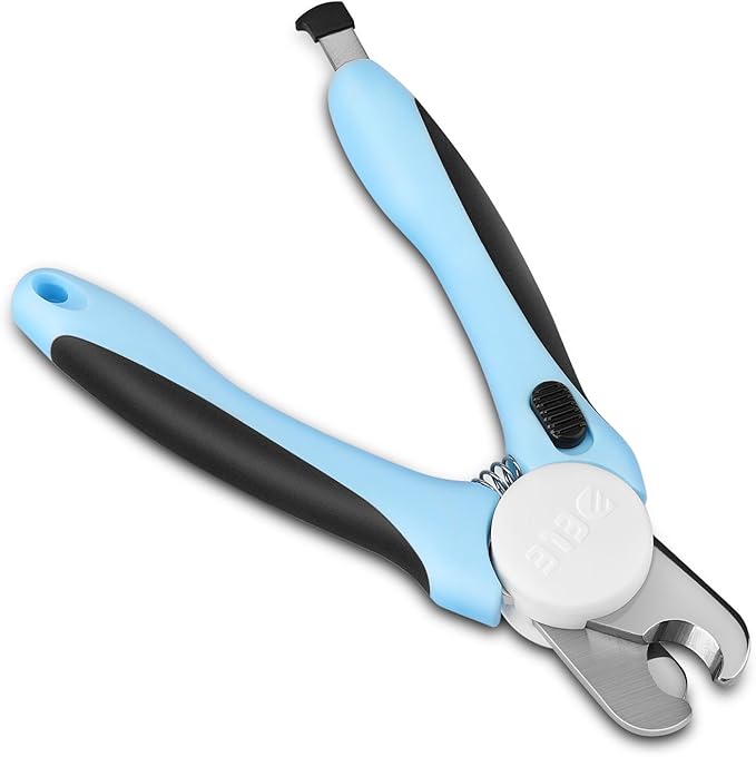 Flexzion Dog Cat Nail Clipper and Trimmer, Pet Toe Claw Scissor Grooming Tool with Stainless Steel Blades File Easy Grip Handle Safety Guard Avoid Overcutting for Small Medium Large Breed Puppy, Blue-Mewly Pet