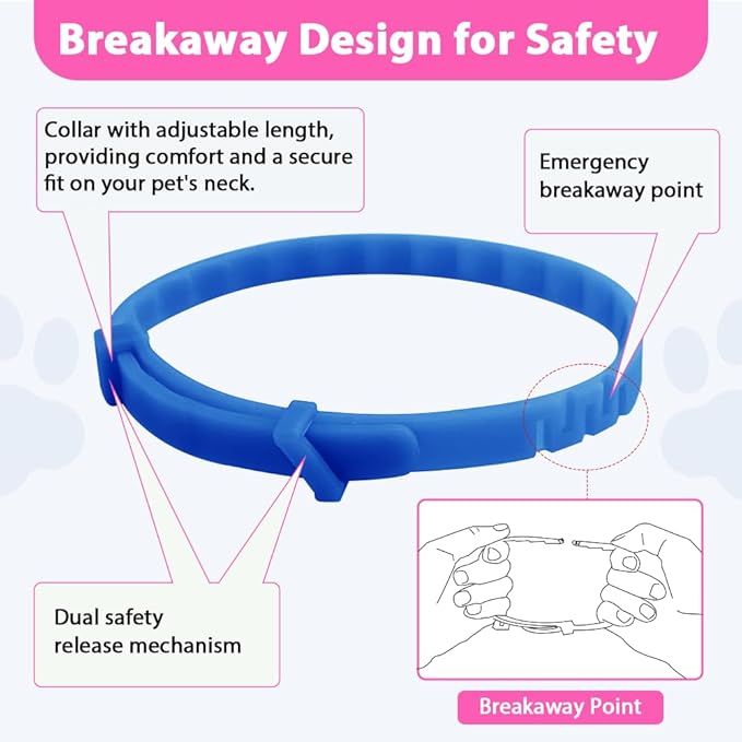 4 Pack Flea and Tick Collar for Cats, Natural Plant Oil Formula Cat Flea Collar Provides 32-Month Protection for Flea & Tick Prevention, Waterproof & Adjustable Cat Flea Treatment for Most Cats-Mewly Pet