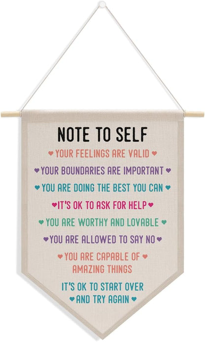 Positive Psychology Affirmations Therapy Office Decor, Back to School Decorations Canvas Hanging Pennant Flag Banner Wall Sign Decor for Bedroom Classroom Playroom Game Room Front Door