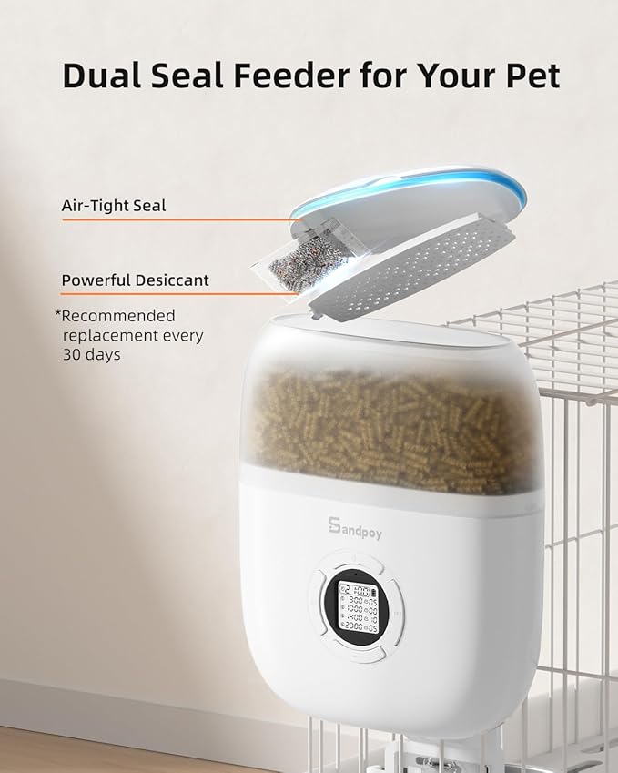 Hanging Rabbit Feeder, Programmable Automatic Pet Feeder with Dry Food Dispenser, Desiccant Bag and Portion Control for Rabbits Cats and Small Animals-Mewly Pet