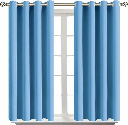 BGment Room Darkening Curtains 54 Inches Long - Grommet Thermal Insulated Drapes Window Treatment Curtains for Bedroom, 2 Panels, 52 x 54 Inch, Sky Blue