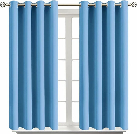 BGment Room Darkening Curtains 54 Inches Long - Grommet Thermal Insulated Drapes Window Treatment Curtains for Bedroom, 2 Panels, 52 x 54 Inch, Sky Blue