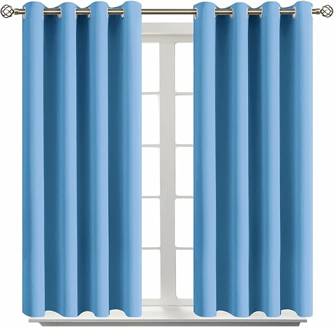 BGment Room Darkening Curtains 45 Inches Long - Grommet Thermal Insulated Drapes Window Treatment Curtains for Bedroom, 2 Panels, 52 x 45 Inch, Sky Blue