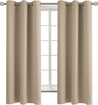 BGment Blackout Curtains - Grommet Thermal Insulated Room Darkening Bedroom and Living Room Curtains, Set of 2 Panels (38 x 63 Inch, Sand)