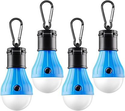 Tent Lamp Portable LED Tent Lights Blue 4 Packs Hook Hurricane Emergency Lights LED Camping Lights Bulb Camping Tent Lanterns Camping Equipment for Camping Hiking Backpacking Fishing Outage