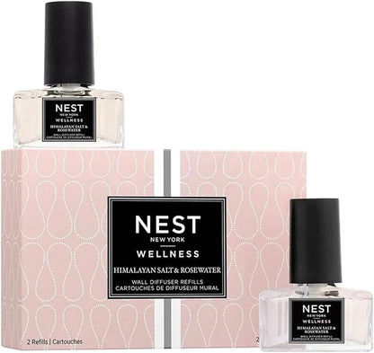 NEST New York Wall Diffuser Refill Vials, Himalayan Salt & Rosewater - Set of 2 - Up to 60 Days of Continuous Scent - Cruelty Free, Vegan - Made in USA