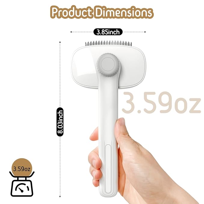 Self Cleaning Slicker Brush, 2-in-1 Cat Brush for Shedding, Skin Friendly Grooming Tool for Long & Medium-Long Hair Pets, Adjustable Bristle Length with Dematting Comb for Cats, Dogs-Mewly Pet