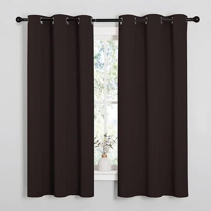 NICETOWN Room Darkening Curtains for Kitchen, Toffee Brown, Set of 2, 42 inches Wide by 50 inches Long, Window Treatment Thermal Insulated Solid Grommet Room Darkening Curtains/Drapes for Bedroom