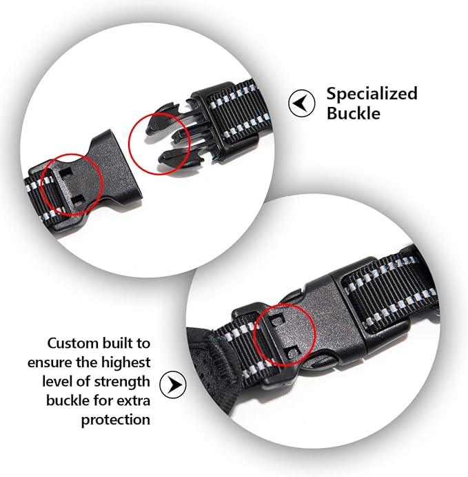 PHOEPET 2019 Reflective Dog Harness Large Breed Adjustable No Pull Vest with with Handle 2 Metal Rings 3 Buckles [Easy to Put on & Take Off](L, Red)-Mewly Pet