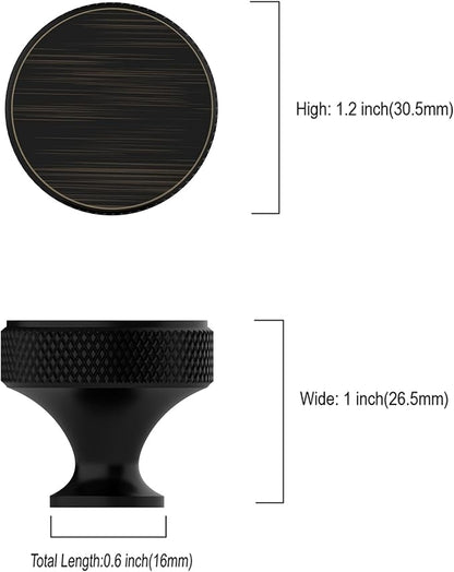 Asidrama 10 Pack Oil Rubbed Bronze Kitchen Cabinet Knobs Knurled Dresser Knob Drawer Knobs Cabinet Hardware Aluminum Knob for Dresser Drawers