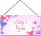 Customized Butterfly Signs for Girls Room Bedroom Door Pink Hanging Sign for Little Man Cave Custom Baby Name Door Hanger Baby Nursery Room Fantasy Kids Room Décor