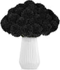 36 Pcs Black Artificial Chrysanthemums Flowers Ball Flower Silk Fake Mums Flowers for Halloween Ghothic Home Decor Indoor Floral Arrangement Table Centerpiece