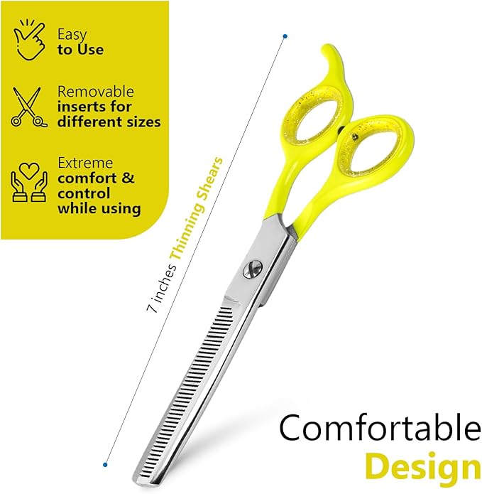 Laazar Dog thinning shears for dogs - Sharp Stainless Steel Blades with Colorful Handles, Safe and Easy-to-Use With Beautiful results, Long Lasting dog grooming thinning shears-Mewly Pet