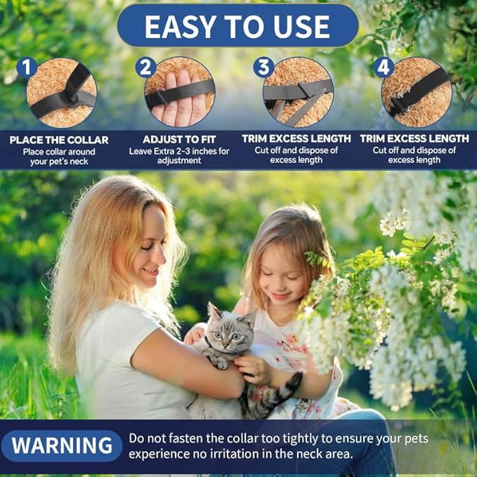 4 Pack Flea Collar for Cats, 32 Months Flea and Tick Prevention for Cats, Waterproof Cat Flea Collar, Natural Cat Flea and Tick Treatment, Adjustable Flea and Tick Collar for Cats Kittens(4 Colors)-Mewly Pet