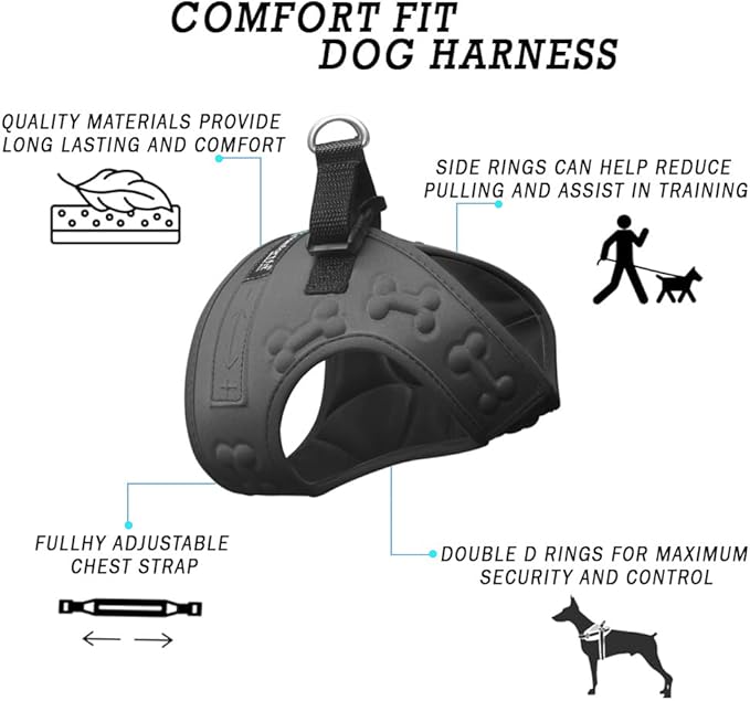 Comfort Fit Dog Harness No Pull with Leash Clips Step in Harness for Small Sized Dogs Soft Padded All Weather Dog Vest with Easy Control No Escape Adjustable Buckles for Dogs & Puppies – Black XS-Mewly Pet