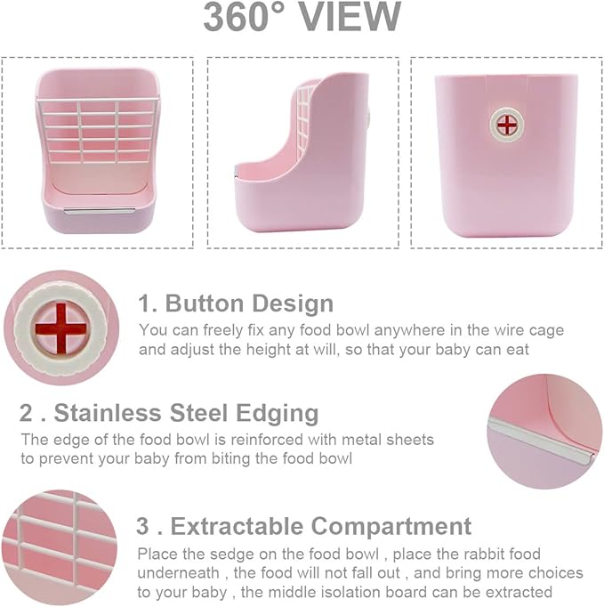 Litewoo Rabbit Hay Feeder Food Bowl Feeding Rack for Small Animal Guinea Pig Chinchilla Bunny Cage Accessories-Mewly Pet